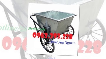 Xe gom rác tôn 400L, xe chở rác bằng tôn, xe đẩy rác 3 bánh