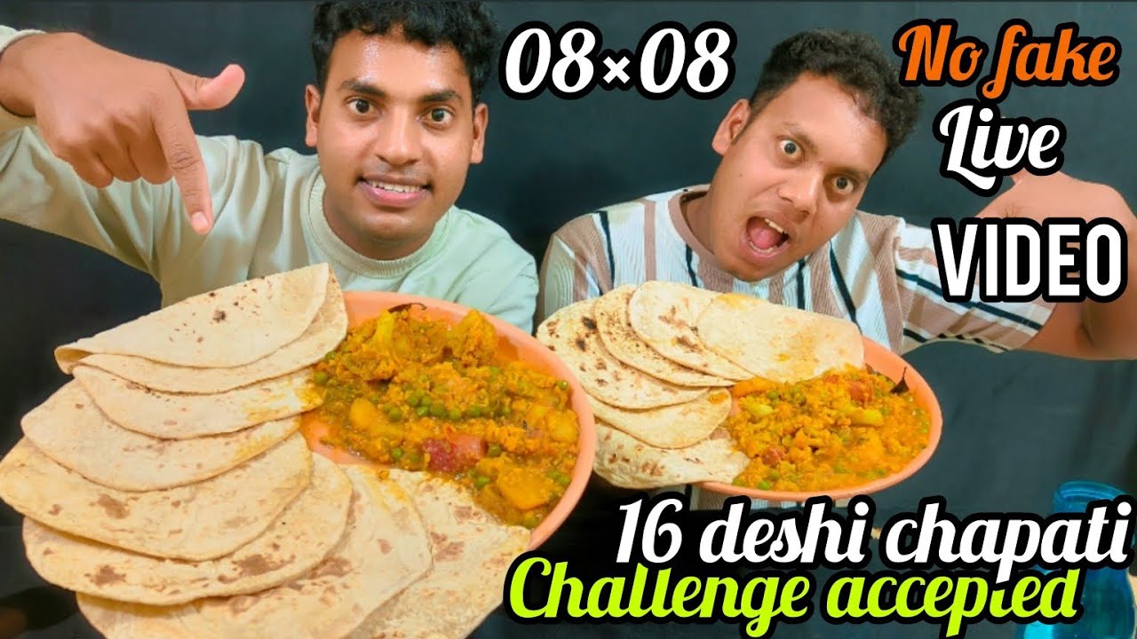 DESI CHAPATI AND BROCCOLI RECIPE EATING CHALLENGE 😱 8+8 EATING COMPETITION 🥵🔥
