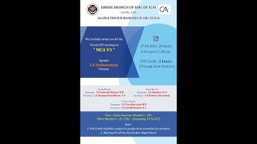 Virtual CPE Seminar on MCA V3 - Erode Branch of SIRC of ICAI