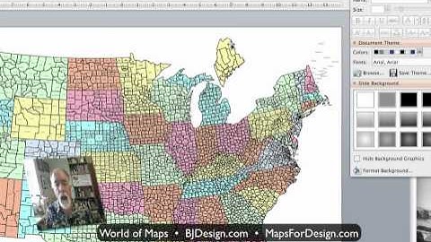 USA National County Map with Names in PowerPoint that is Editable