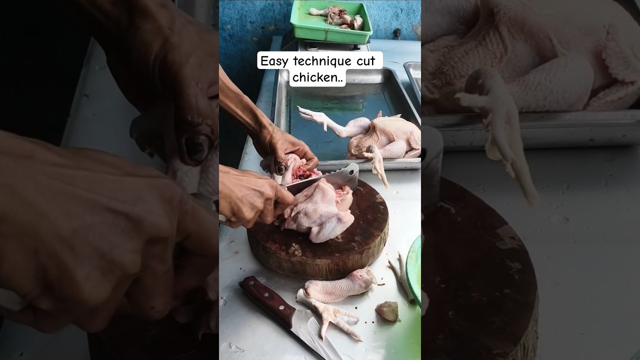 easy technique, cut 1 chicken into 8 pieces