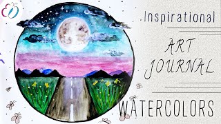 Art Journal Inspiration #2 | Creative Art Journal Ideas | Watercolor fantasy landscape