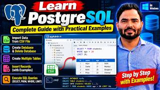 PostgreSQL Tutorial🔥| Import CSV, Create Database, Tables & Insert Data, Run Queries #SQL, #mysql