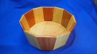 Bird Mouth Joinery: A 12-sided decorative bowl with tapered staves