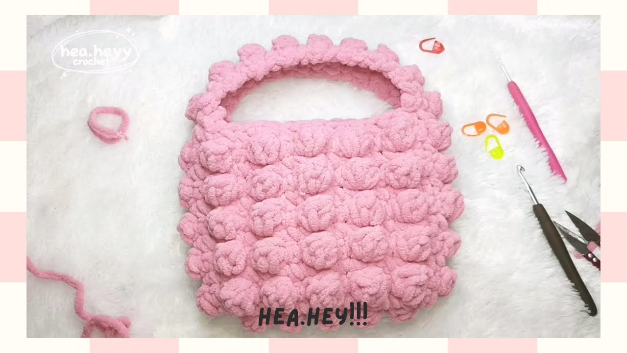 Bikin CLOUD BAG/POPCORN BAG crochet - tas rajut puffy bag tutorial DIY