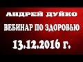 Вебинар Андрея Дуйко на тему здоровья от 13.12.2016 года