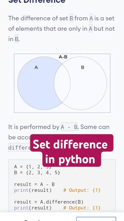 Set difference in python @ctutorialbynaziasohail - YouTube