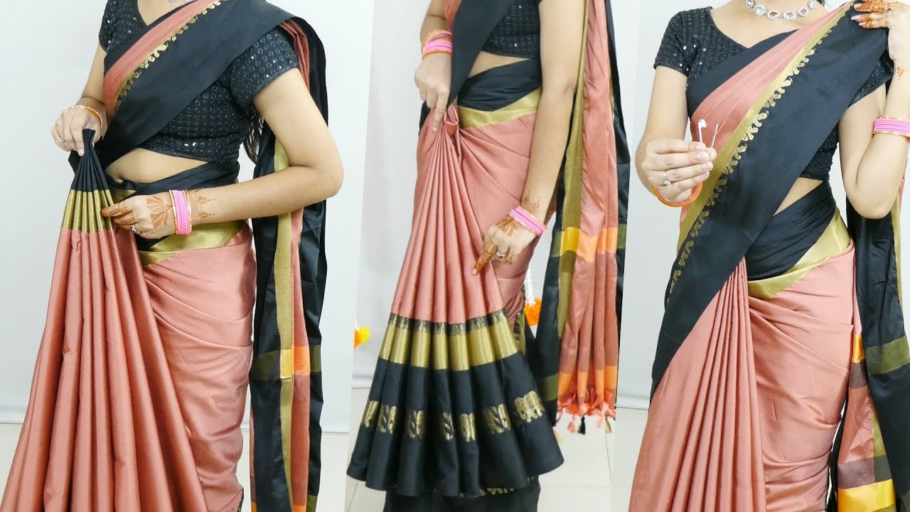 Идеальные складки — самый простой урок по драпировке сари для начинающих за 5 минут | Как создать...