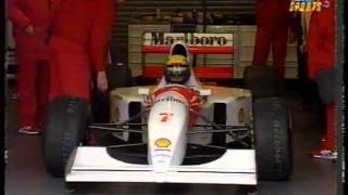 Senna first test of McLaren MP4-8 at Silverstone and Candid