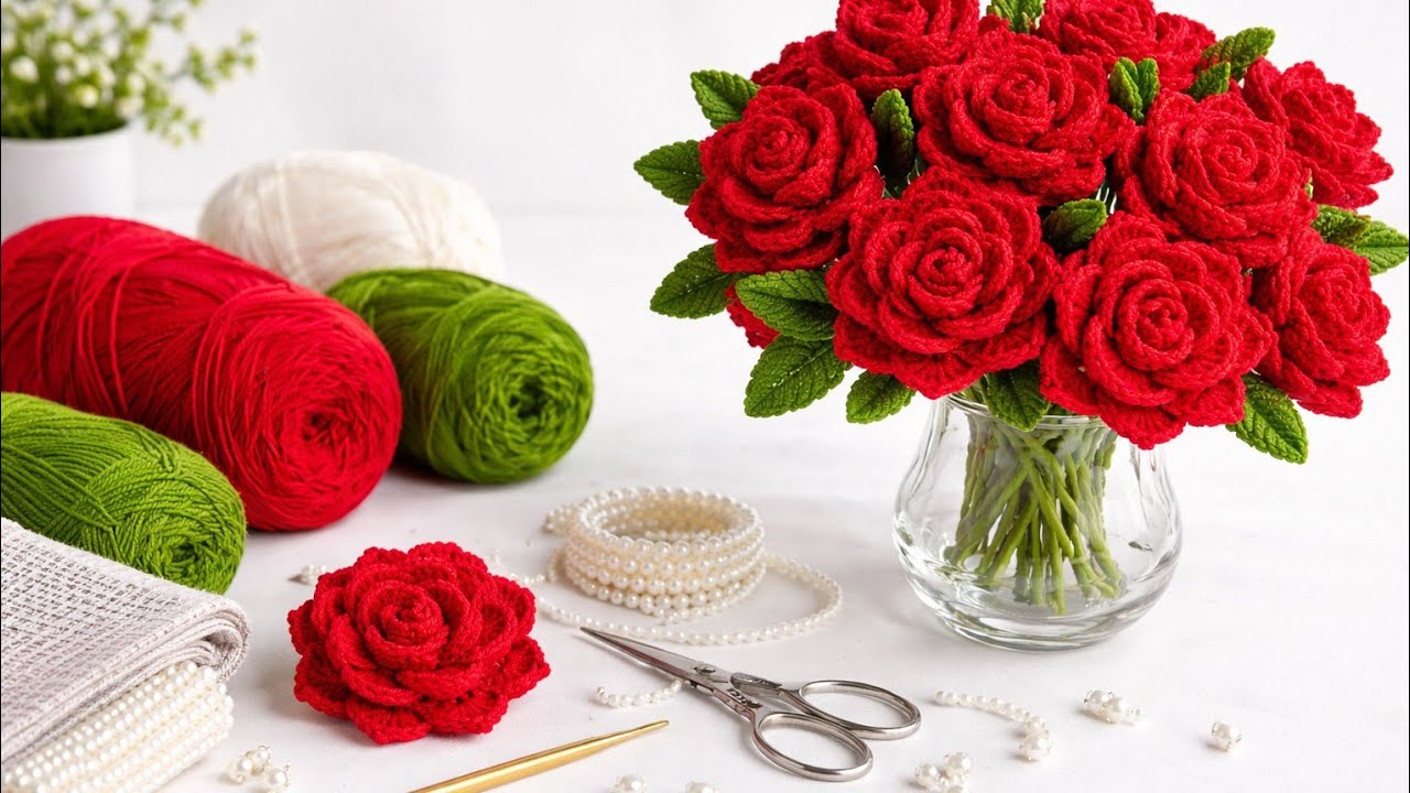 You Won't Believe This Crochet Rose! 🌹✨ Turn Yarn Into Stunning