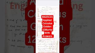 MA25C01 Applied Calculus important 12marks Questions with Answers 2026 #engineeringking