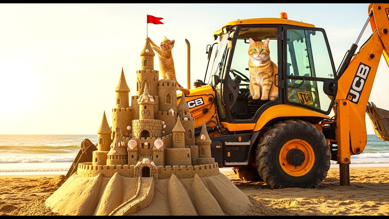 Mama Cat Fixes a Broken JCB So Her Kitten Can Smile Again | Heartwarming Cat Mom Story