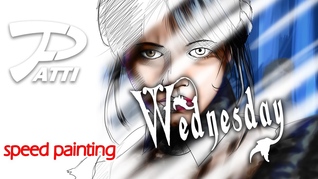 Wednesday Addams - Mercoledì Netflix - speed painting photoshop - timelapse process