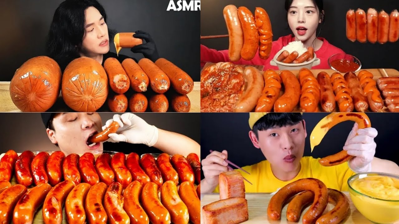 COMPILATION YOUTUBERS EATING SAUSAGE MUKBANG, ASMR YouTube
