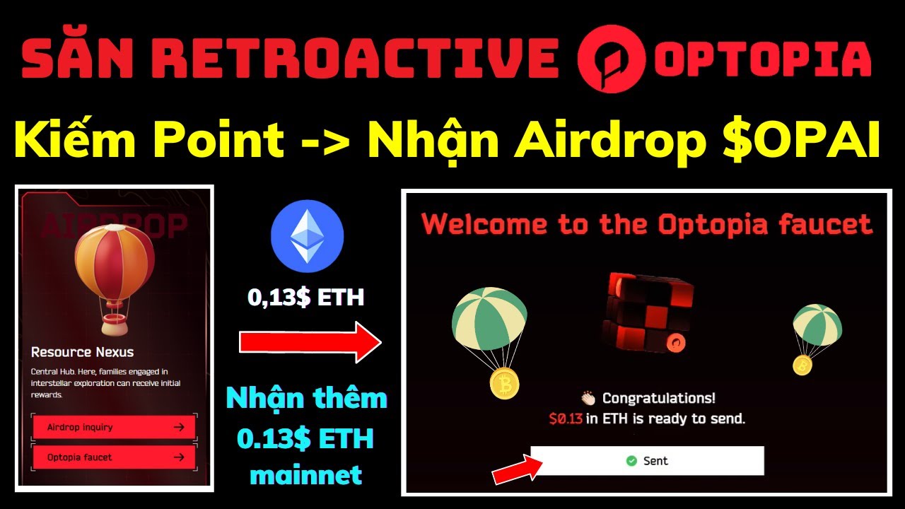 (Gấp) Claim ngay 0,13$ ETH free | Airdop Optopia Kiếm Point đổi Token OPAI