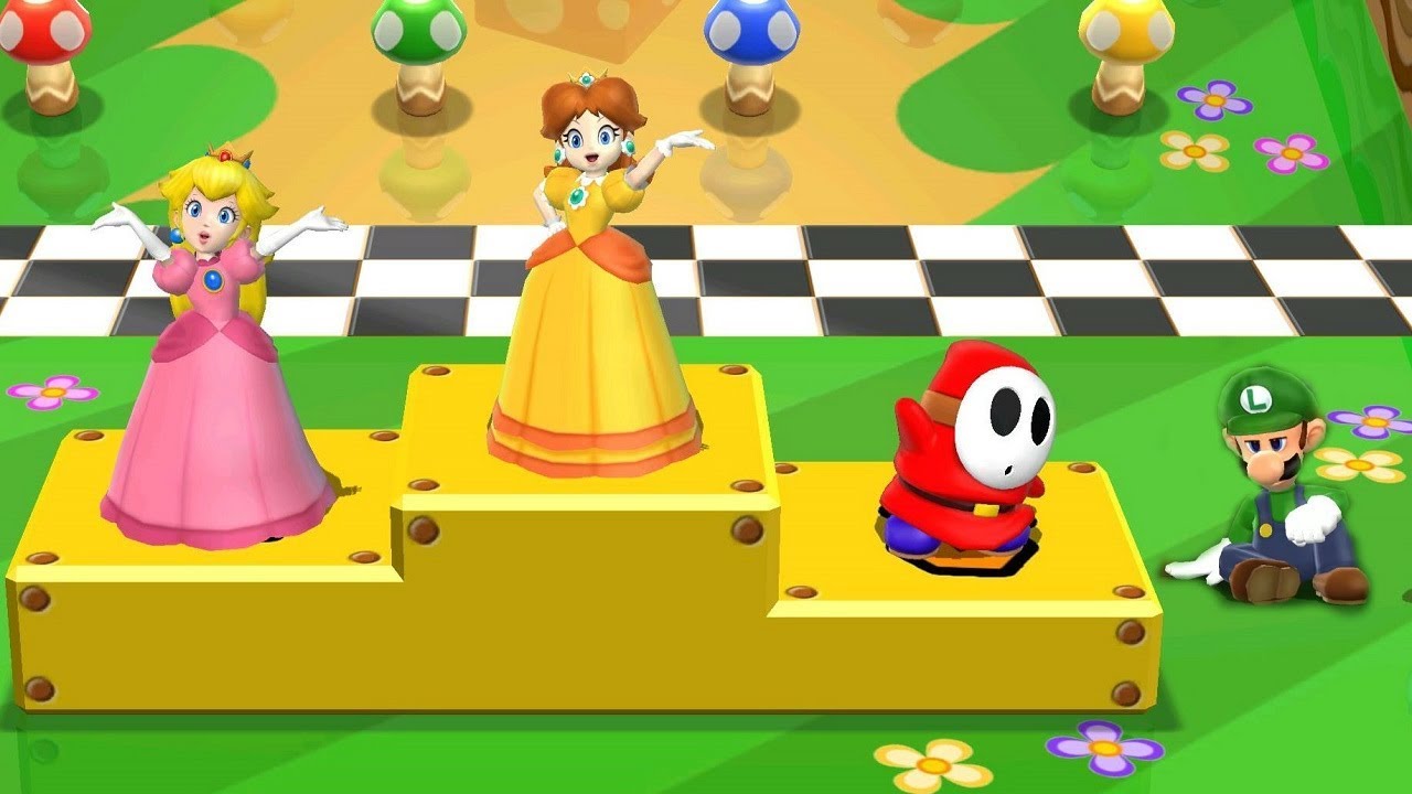 Mario Party 9 Garden Battle - Peach vs Luigi vs Daisy vs Shy Guy| Cartoons Mee