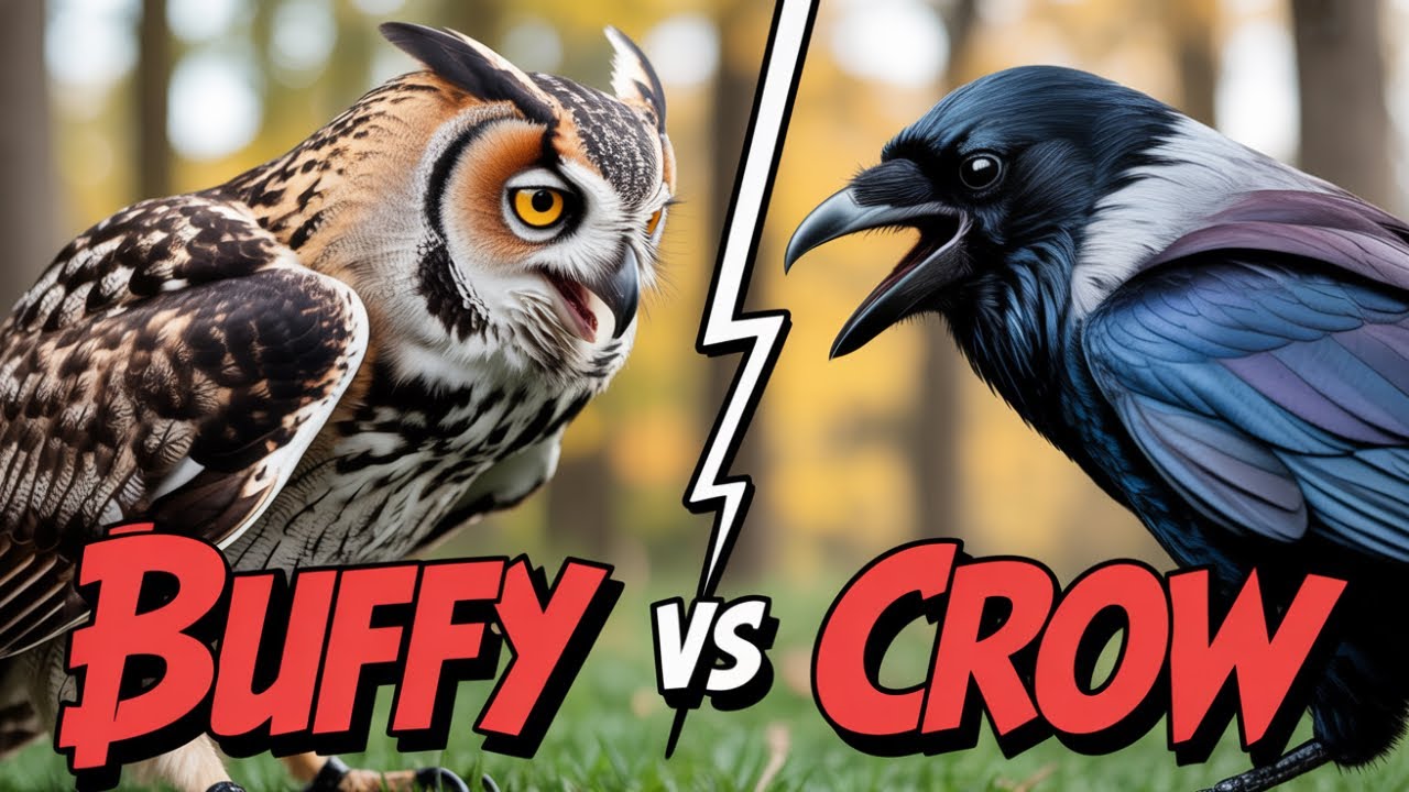 Buffy Owl vs. Crow: A Feathered Face-Off in the Wild