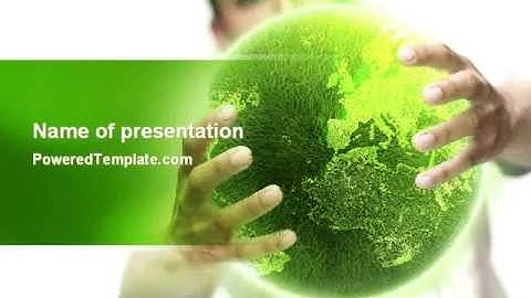 Green World in Human Hands PowerPoint Template by PoweredTemplate.com