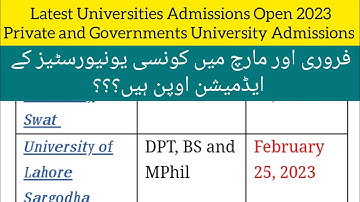 Latest Universities admission Open 2023 :: Govt & Private Universities Admissions Detail