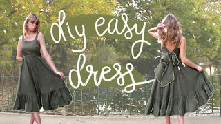 Easy DIY Dress (no zipper & it has pockets!) Pattern Available |Tie Back Dress With Ruffles Tutorial