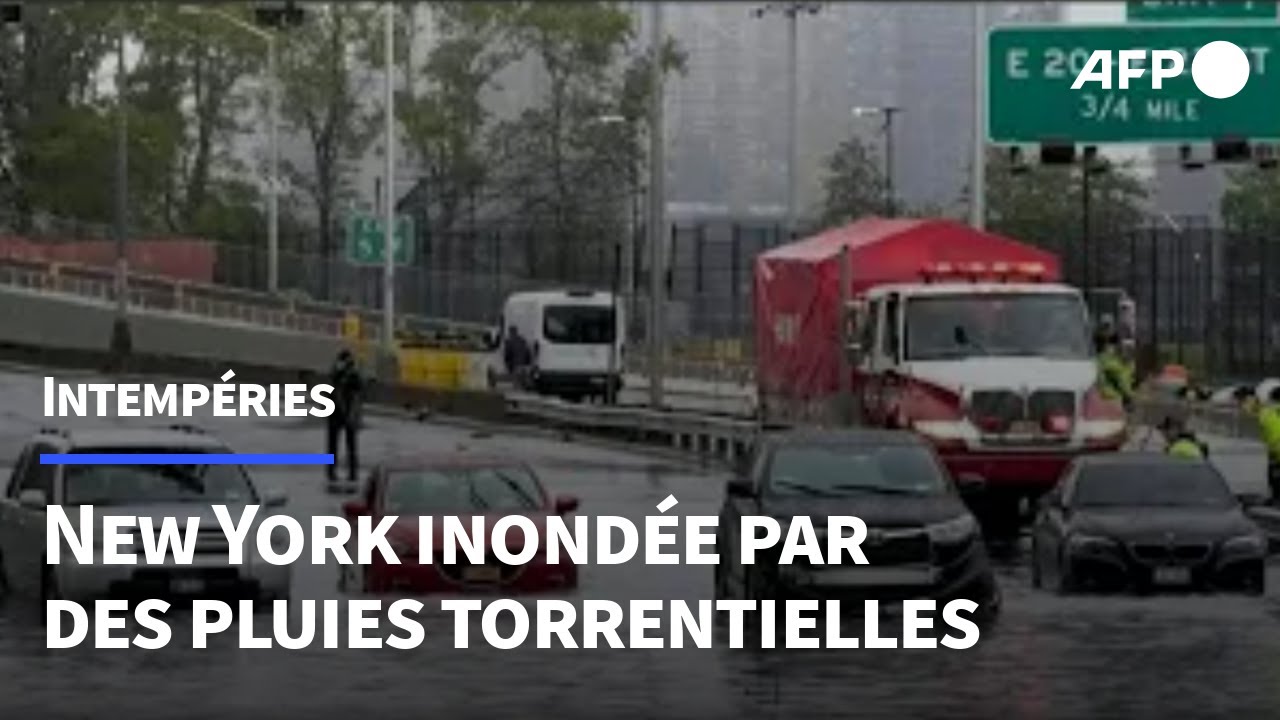 Pluies torrentielles, Les rues de New York inondées, le métro en partie  paralysé