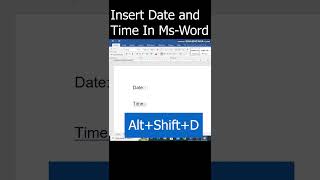 insert date and time in ms word #youtubeshort #msword #generalknowledgemcqs #mswordforbeginners