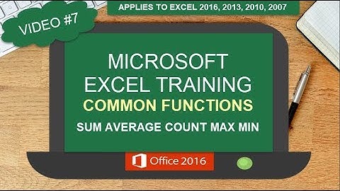 MICROSOFT EXCEL COMMON FUNCTIONS | SUM AVERAGE COUNT MAX MIN | #7