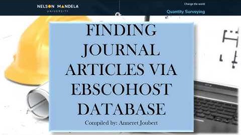 Finding Journal Articles via EbscoHost