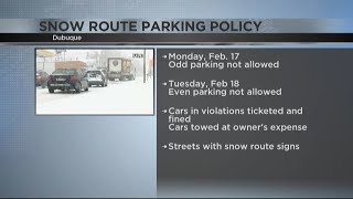 Snow route parking policy in effect in Dubuque
