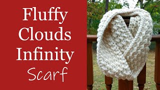 How to Crochet an easy Chunky Beginner Scarf  Fluffy Clouds Infinity Scarf