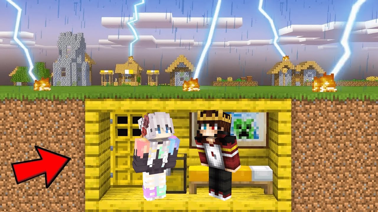 Minecraft'ta Tornado Felaketinden Kurtulmak İçin Bir Sığınak Yaptık