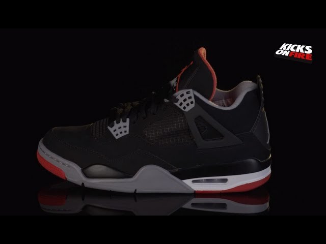 Air Jordan 4 Bred Black Cement Grey Fire Red 360 View Youtube
