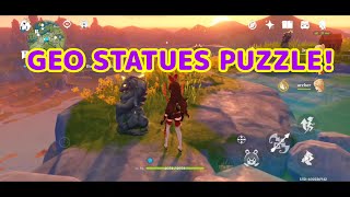 Genshin Impact Mobile - Light Up The Geo Statues Order At Qingce Village