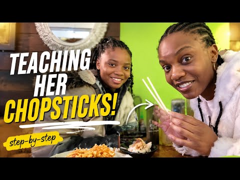 Trying new things - eating with chopsticks