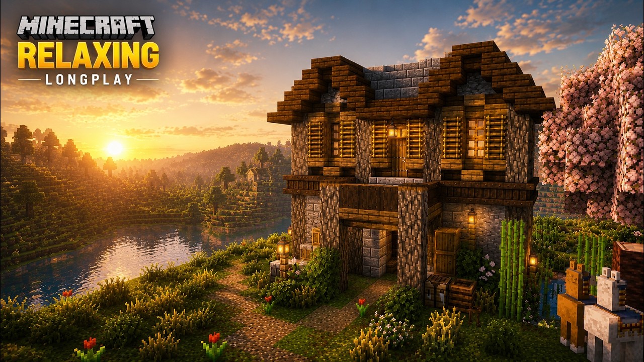 Relaxing Minecraft Longplay | Building a Cozy Survival House (No ...