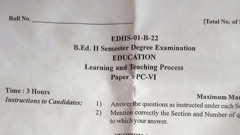 B.Ed 2nd Sem Learning and Teaching Process Gulbarga University question paper 2022 MBA online study
