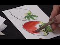 絵手紙入門　楽しく簡単に四季を描こう　イチゴとアスパラ　How to draw a picture