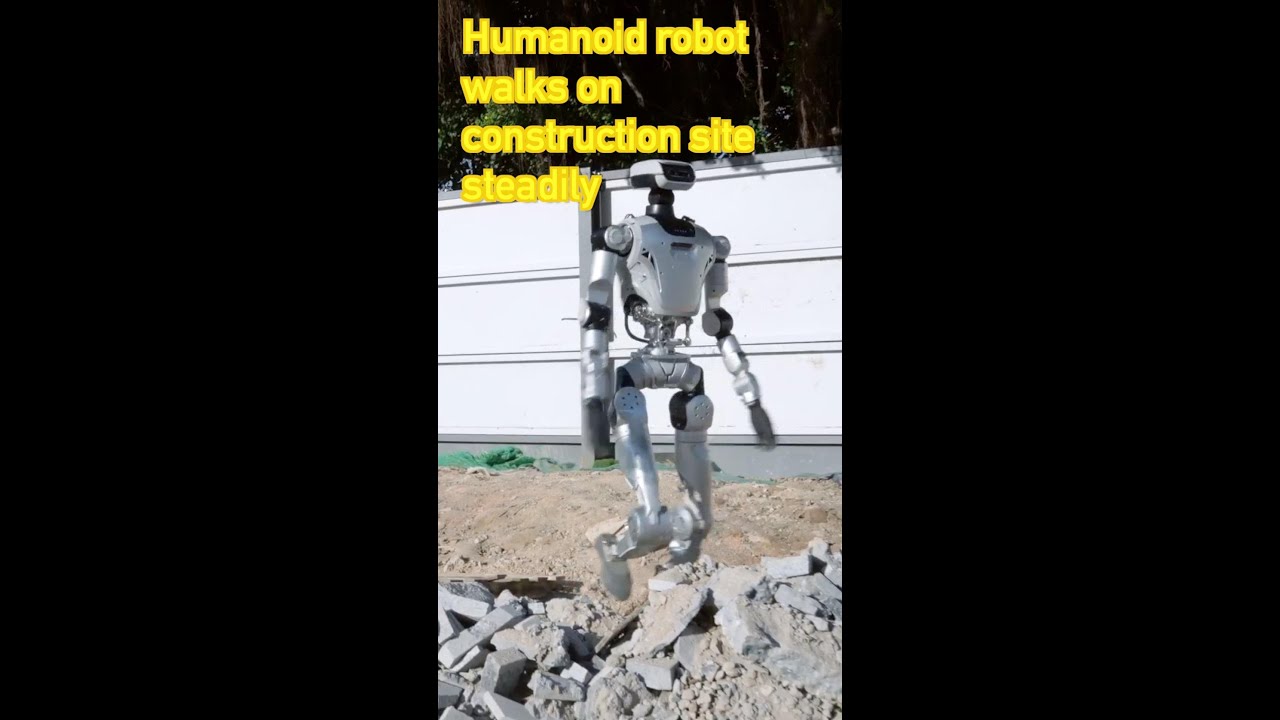 Humanoid robot walks on construction site steadily in Shenzhen
