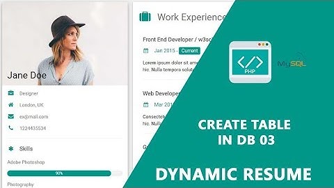 Php | Dynamic Resume | Create Table in DB 03