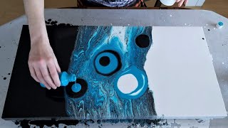 Black, White & TEAL!! Collab with @Mixed Media Girl - (Minimalist Fluid Art)