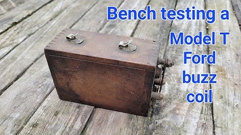 Bench testing model T Ford buzz coil ignition coils.