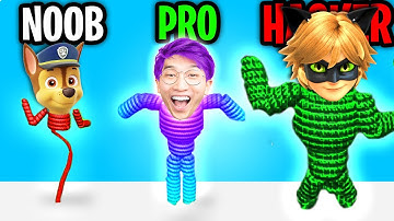 Can We Go NOOB vs PRO vs HACKER In ROPE-MAN RUN!? (MAX LEVEL!)