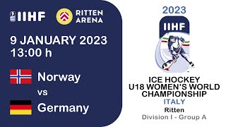 NORWAY Vs GERMANY -  2023 IIHF U18 Women World Championship  - Division 1, Group A