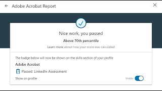 Linkedin Adobe Acrobat Test Passed in 2020 | Q&A | Above 70th Percentile