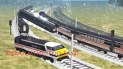 Inter City Class 91 in Mountain Pass Got Derailment Because Too Fast in Rainy Day - Train Sim