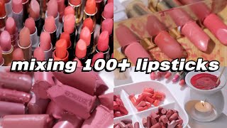립스틱 100개 부수기 + 섞기💄Breaking & mixing 100 lipsticks | ASMR 🎧