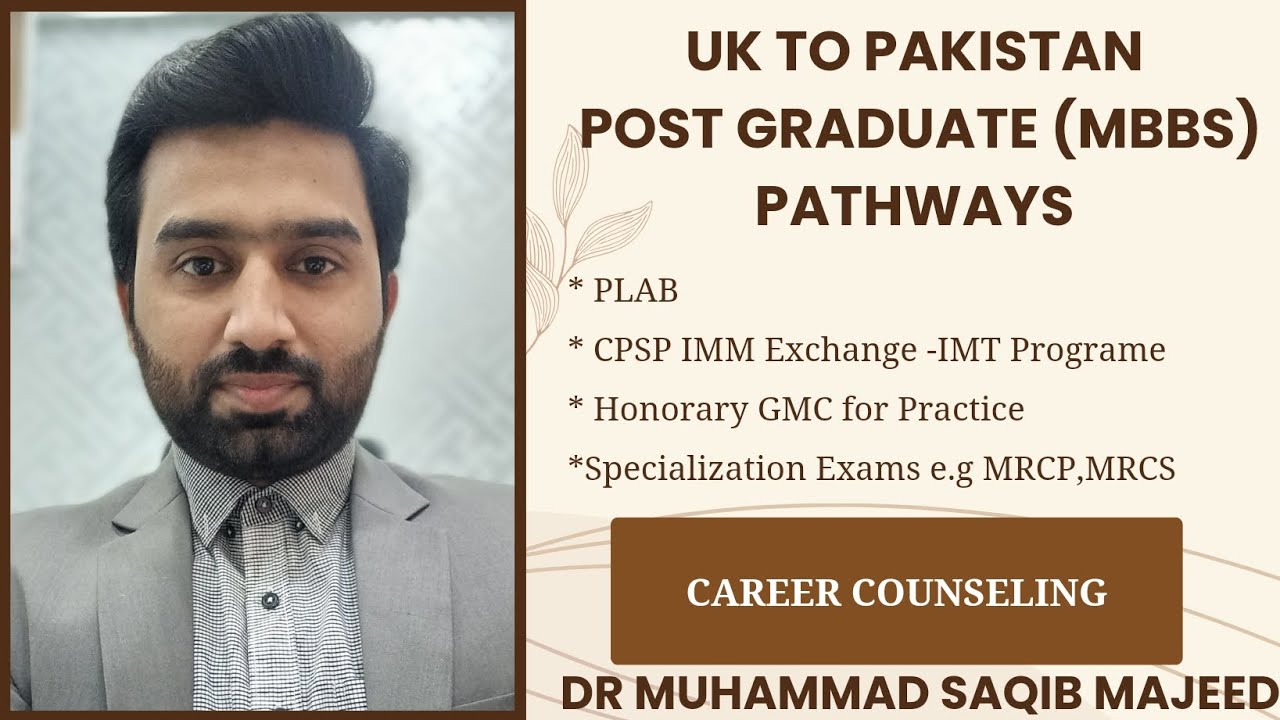 Pakistan to UK Routes/Pathways after MBBS  Graduation - PLAB, CPSP IMT-IMM Exchange, Specializations