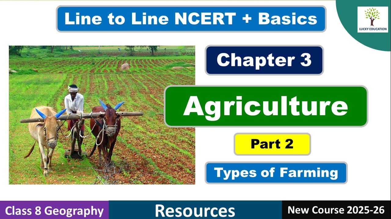 Chapter 3 Agriculture Class 8 Geography Part 2 |  Types of Farming | 2025 Series