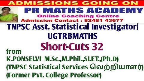 TNPSC Assistant Statistical Investigator/ASI/UGTRB MATHS/Combined Statistical Services/Short-cuts 32