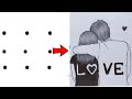 Drawing young loving couple  simple and easy drawing  girl drawing  girl dots drawing  drawing